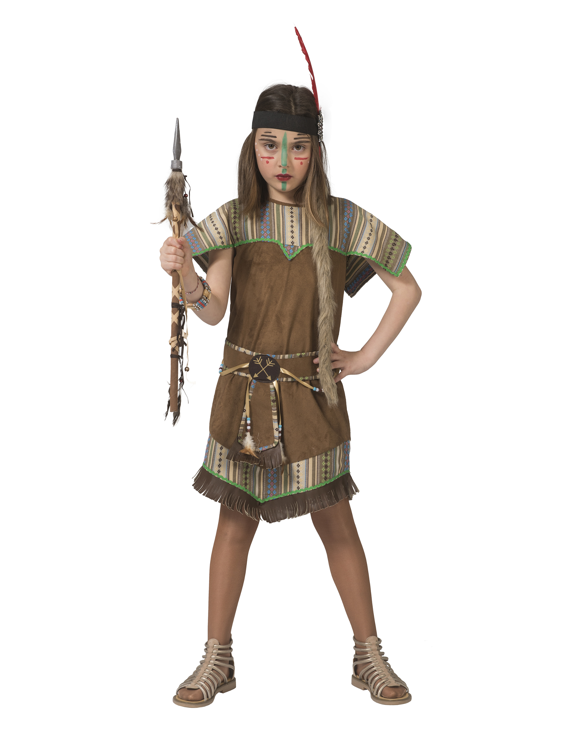 Indianerin-Kostüm für Mädchen Faschingskostüm braun von ESPA