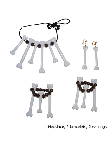 Knochen Schmuckset Steinzeit Accessoires schwarz-weiss von ESPA