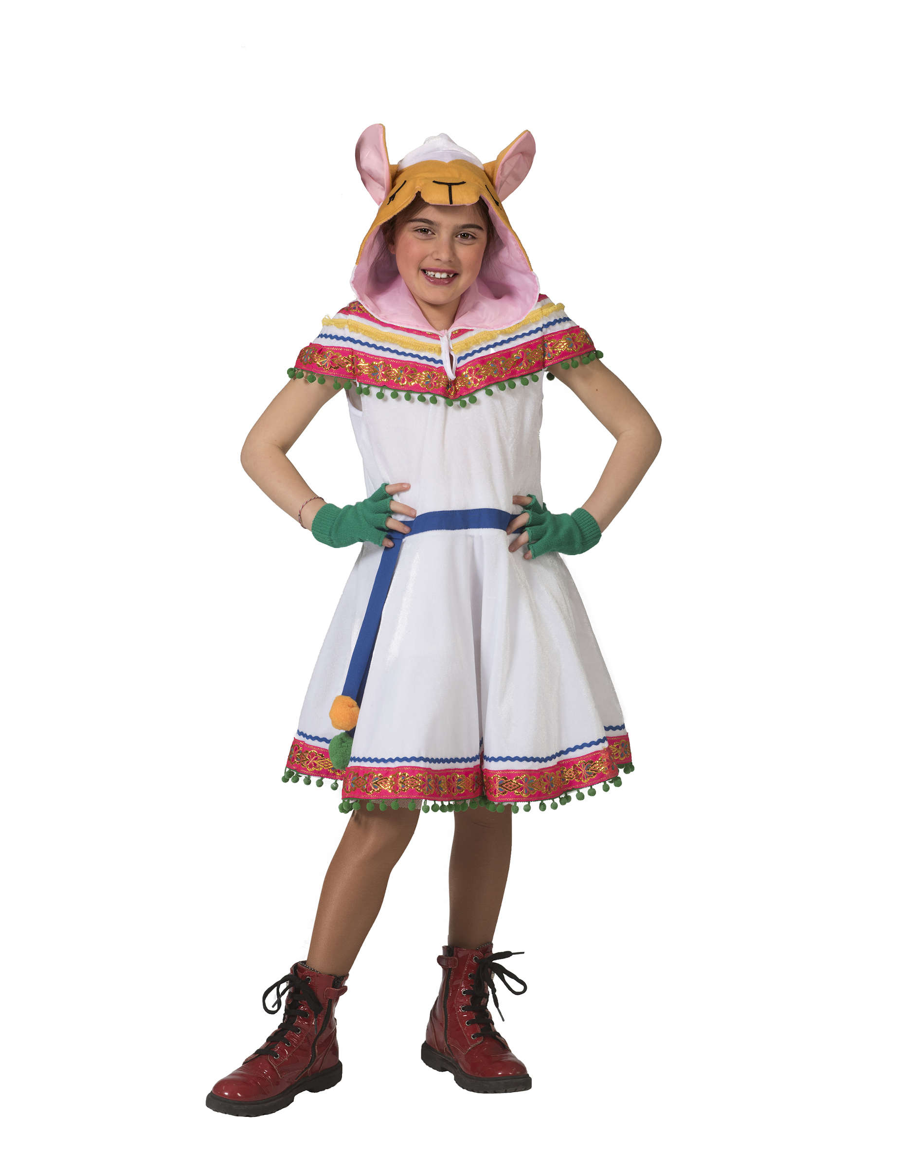 Lama-Kinderkostüm Tierkostüm für Mädchen weiss-bunt Lama-Kinderkostüm Tierkostüm für Mädchen weiss-bunt von ESPA