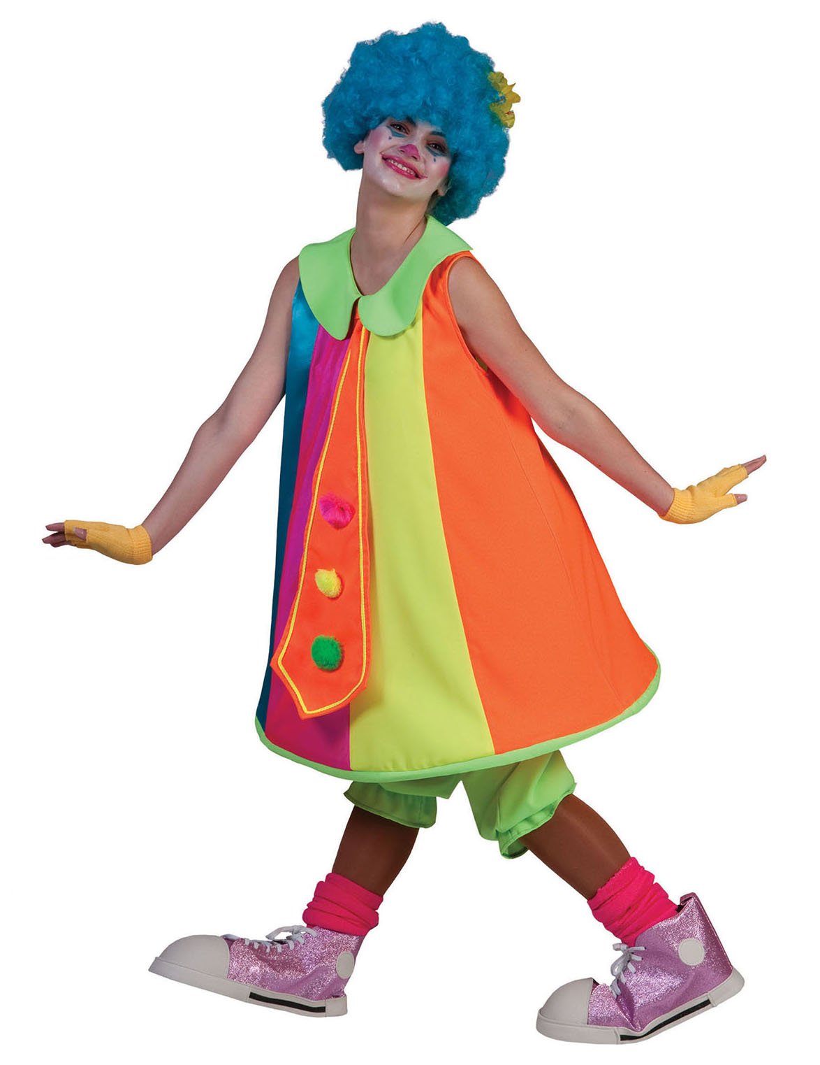 Lustiges Clownfrau Kostüm für Damen bunt von ESPA