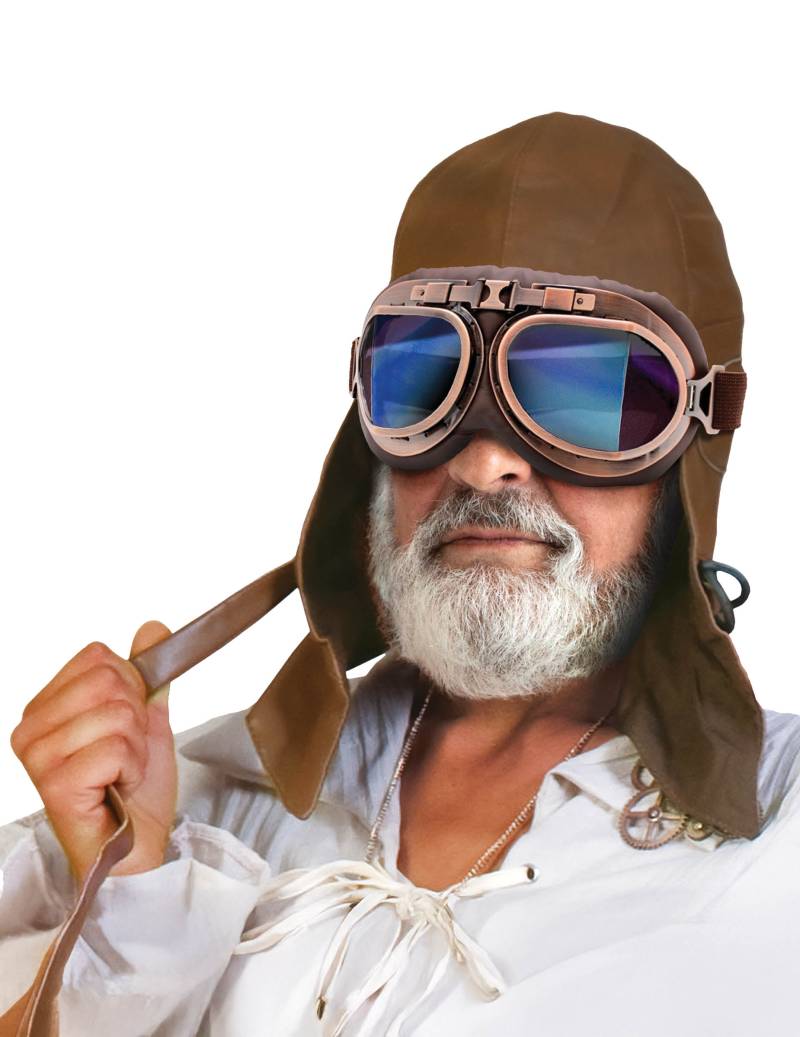 Pilot Zubehör Retro Aviator Mütze mit Brille und Hut braun Pilot Zubehör Retro Aviator Mütze mit Brille und Hut braun von ESPA