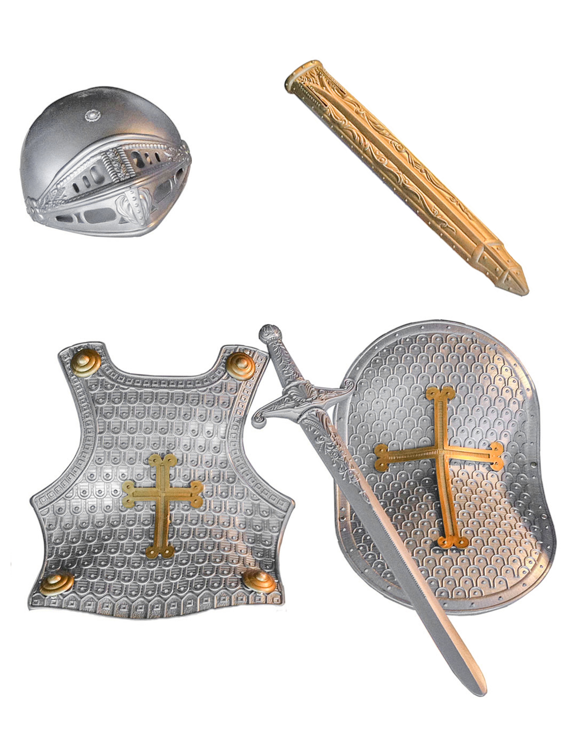 Ritterkostüm-Set für Kinder Ritterrüstung 4-teilig silber-gold Ritterkostüm-Set für Kinder Ritterrüstung 4-teilig silber-gold von ESPA