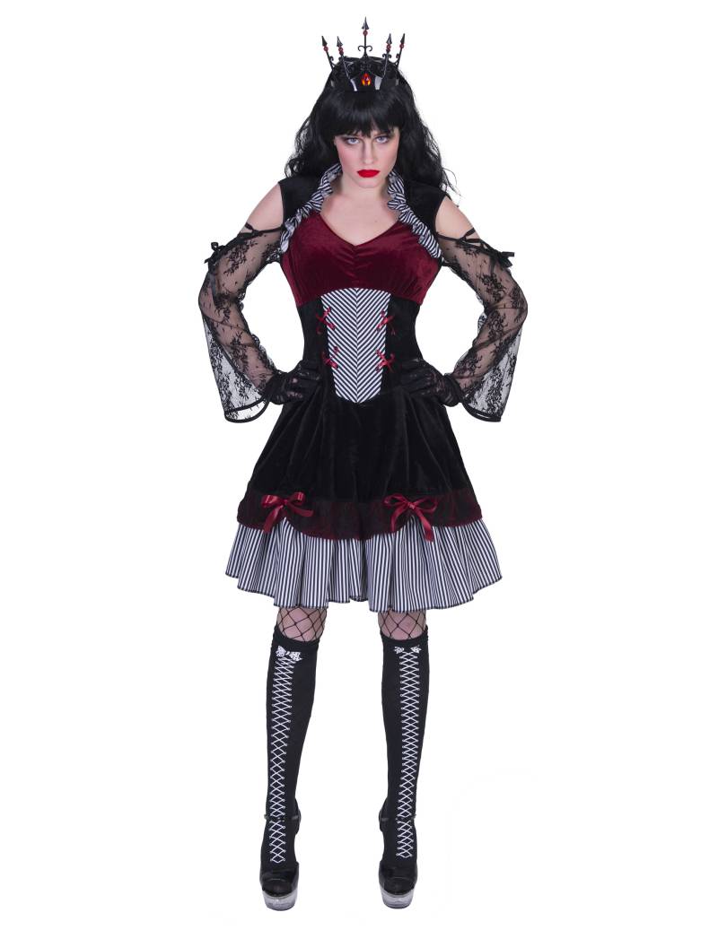 Schickes Gothic-Kostüm für Damen Halloweenkostüm schwarz-rot von ESPA