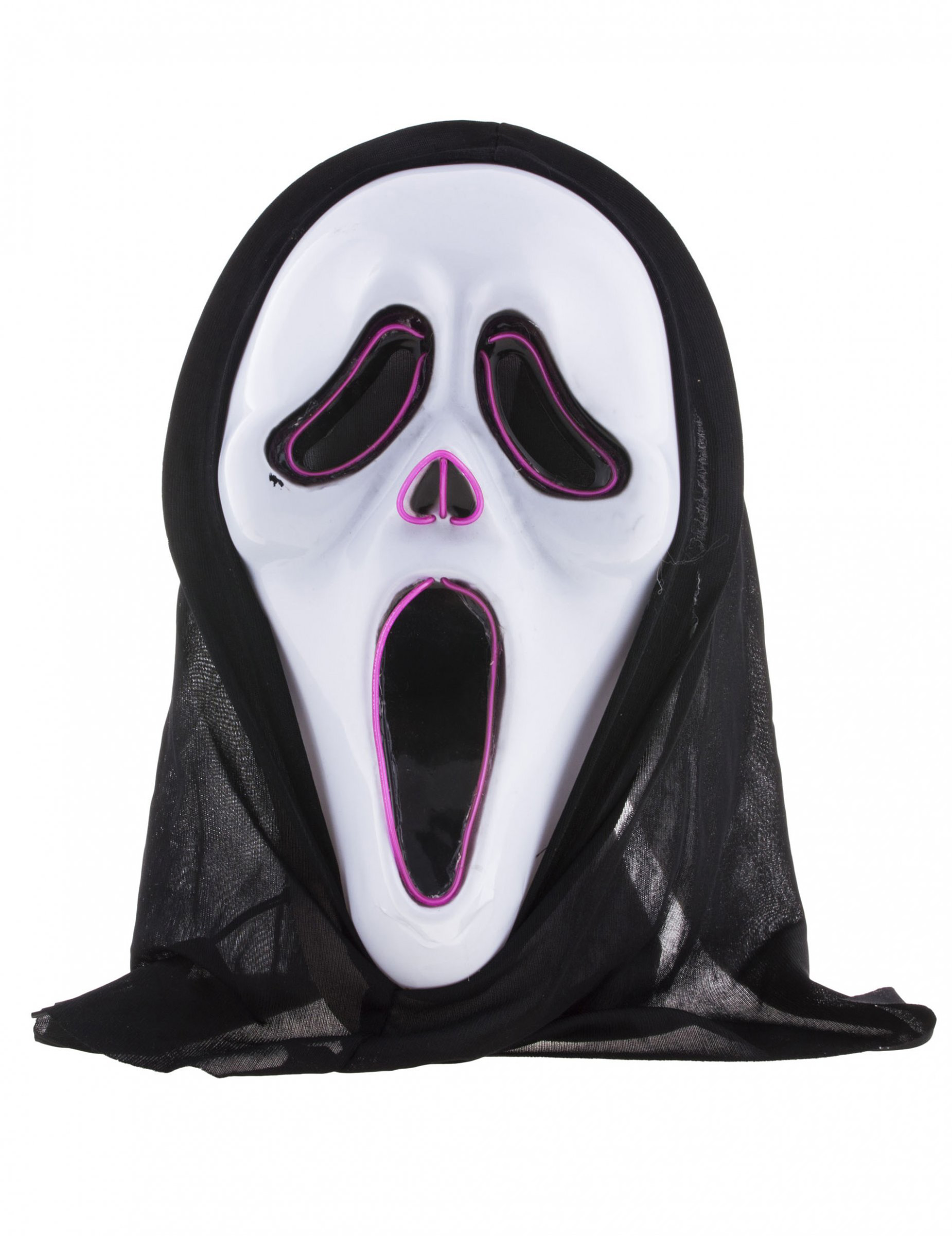 Schreiender Geist LED-Maske für Erwachsene schwarz-weiß-violett von ESPA