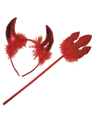 Teufelsset Teufelinnen-Accessoires Hörner und Teufelsgabel 2-teilig rot von ESPA