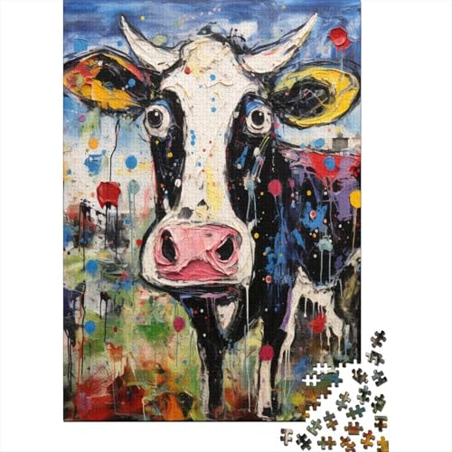 Abstrakte Kunst (Kuh) Puzzle 1000-teilige Schwer Puzzle Spielzeug Lernspiel Impossible Herausforderung Spielzeug Für Erwachsene Und Kinder Ab 12 Jahren 1000pcs (75x50cm) von ESPLJQRYX