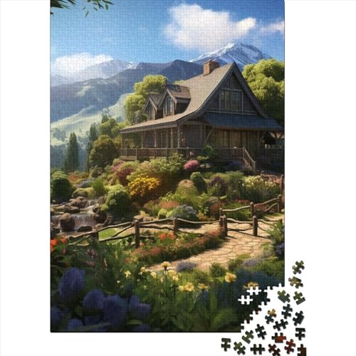 Bergdorf Hütte Puzzle 1000-teilige Schwer Puzzle Spielzeug Pädagogisches Spiel Impossible Herausforderungsspielzeug Für Erwachsene Und Kinder Ab 12 Jahren 1000pcs (75x50cm) von ESPLJQRYX