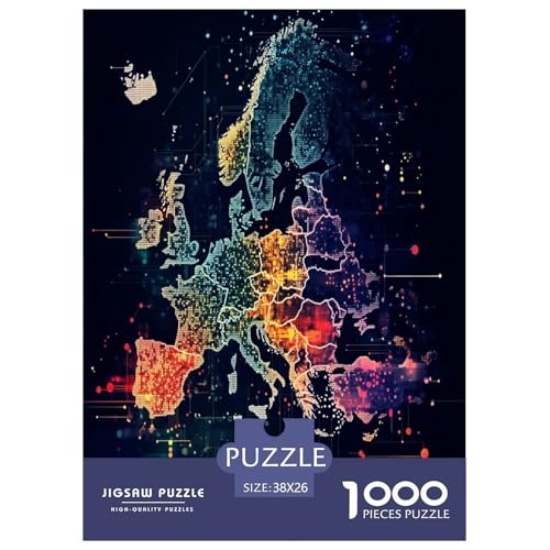 Europäische Karte Puzzles 1000 Teile Schwer Puzzle Spielzeug Pädagogisches Spiel Impossible Herausforderungsspielzeug Für Erwachsene Und Kinder Ab 14 Jahren 38x26cm/1000pcs von ESPLJQRYX