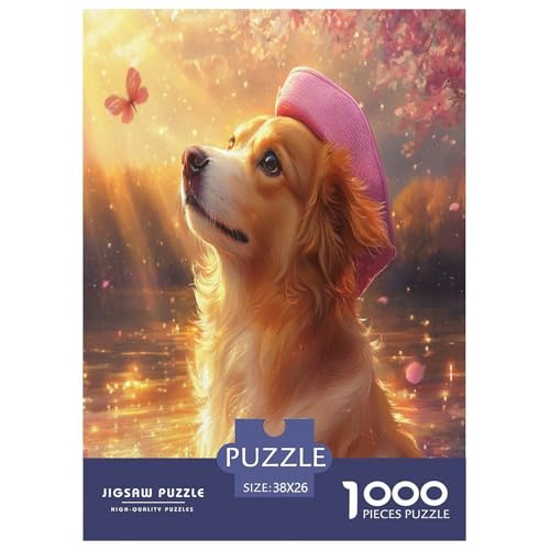 Goldener Retriever Puzzle 1000-teilige Schwer Puzzle Spielzeug Pädagogisches Spiel Impossible Herausforderung Spielzeug Für Erwachsene Und Kinder Ab 12 Jahren 38x26cm/1000pcs von ESPLJQRYX