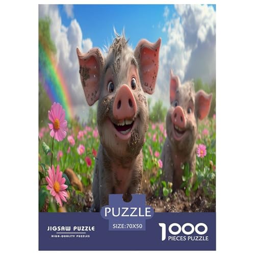 Schwein Puzzle 1000-teilige Schwer Puzzle Spielzeug Pädagogisches Spiel Impossible Herausforderung Spielzeug Für Erwachsene Und Kinder Ab 14 Jahren 70x50cm/1000pcs von ESPLJQRYX