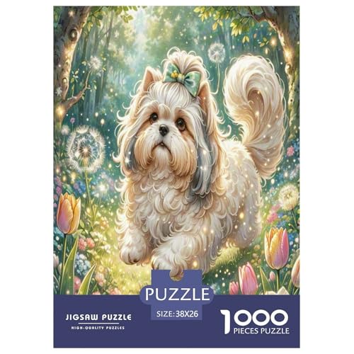 Shih Tzu Puzzle 1000 Teile Schwer Puzzle Spielzeug Pädagogisches Spiel Impossible Herausforderungsspielzeug Für Erwachsene Kinder 38x26cm/1000pcs von ESPLJQRYX
