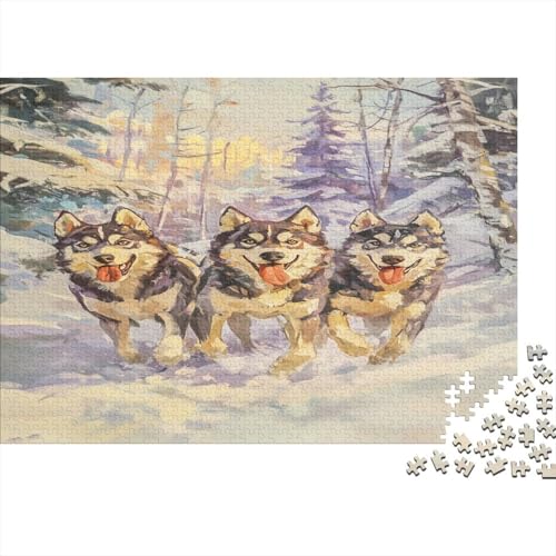 Sibirischer Husky 1000 Stück Puzzles Für Erwachsene Teenager Stress Abbauen Familien-Puzzlespiel 1000-teiliges Puzzle Kinder Lernspiel Spielzeug Geschenk Puzzel 1000pcs (75x50cm) von ESPLJQRYX