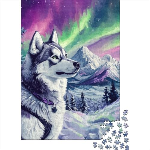 Sibirischer Husky Puzzle 1000-teilige Schwer Puzzle Spielzeug Pädagogisches Spiel Impossible Herausforderungsspielzeug Für Erwachsene Kinder 1000pcs (75x50cm) von ESPLJQRYX