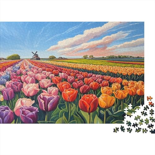 Tulpe Puzzle 1000 Teile,für Erwachsene, Impossible Puzzle,farbenfrohes Legespiel,Geschicklichkeitsspiel Für Die Ganze Familie,Erwachsenenpuzzle Puzzel 1000pcs (75x50cm) von ESPLJQRYX