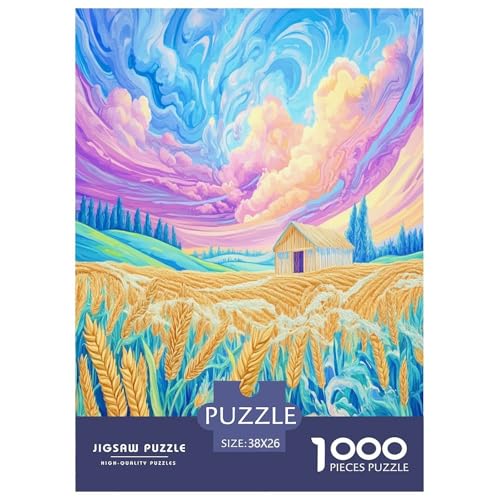 Weizenfeld Puzzle 1000-teilige Schwer Puzzle Spielzeug Pädagogisches Spiel Impossible Herausforderungsspielzeug Für Erwachsene Kinder 38x26cm/1000pcs von ESPLJQRYX