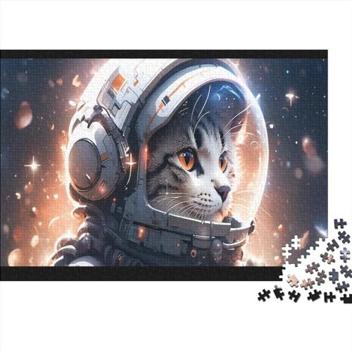 Astronaut Cat 500 Puzzle Impossible Cats Puzzles Geschicklichkeitsspiel Farbenfrohes Geschenk, Erwachsenen Herausforderndes Raumdekoration Detailreiches Lernspiel 500pcs (52x38cm) von ESSAHI