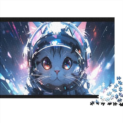 Astronaut Cat Puzzle 1000 Erwachsene，ImpossibleGeschicklichkeitsspiel Für Geschicklichkeitsspiel Herausforderndes Cats Puzzles Lernspiel Raumdekoration Geschenk 1000pcs (75x50cm) von ESSAHI