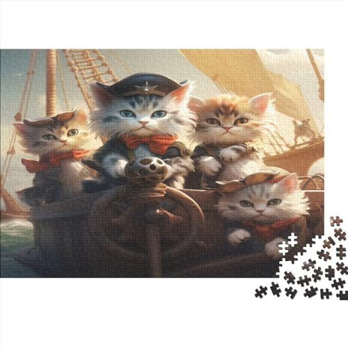 Captain Cat Puzzle 1000 Erwachsene，ImpossibleGeschicklichkeitsspiel Für Geschicklichkeitsspiel Herausforderndes Cats Puzzles Lernspiel Raumdekoration Geschenk 1000pcs (75x50cm) von ESSAHI