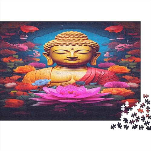 Flower and Buddha 1000 Puzzle Impossible Statue Puzzles Geschicklichkeitsspiel Farbenfrohes Geschenk, Erwachsenen Herausforderndes Raumdekoration Detailreiches Lernspiel 1000pcs (75x50cm) von ESSAHI