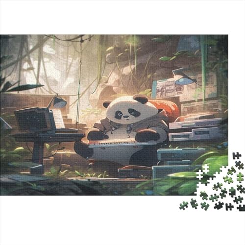 Music Panda 1000 Puzzle Impossible Panda Puzzles Geschicklichkeitsspiel Farbenfrohes Geschenk, Erwachsenen Herausforderndes Raumdekoration Detailreiches Lernspiel 1000pcs (75x50cm) von ESSAHI
