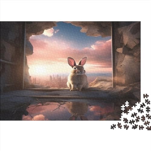 Sky Background Bunny Puzzle 1000 Erwachsene，ImpossibleGeschicklichkeitsspiel Für Geschicklichkeitsspiel Herausforderndes Wildlife Rabbit Puzzles Lernspiel Raumdekoration Geschenk 1000pcs (75x50cm) von ESSAHI