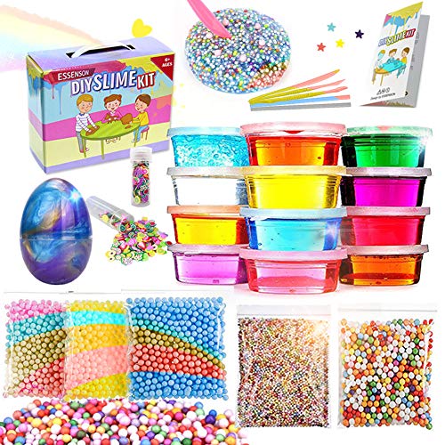 DIY Slime kit - Kinder Spielzeug, Schleim Selber Machen mit 12 Farben Crystal Schleim, Egg Slime, Schaum Bälle von essenson