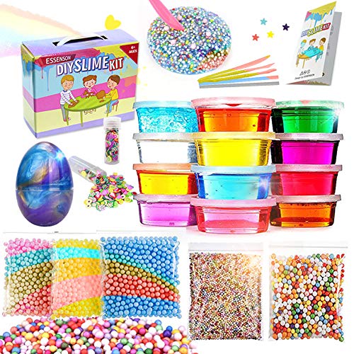 DIY Slime Kit für Kinder Spielzeug, Schleim Selber Machen mit 12 Farben Crystal Schleim, Egg Slime, Schaum Bälle von essenson