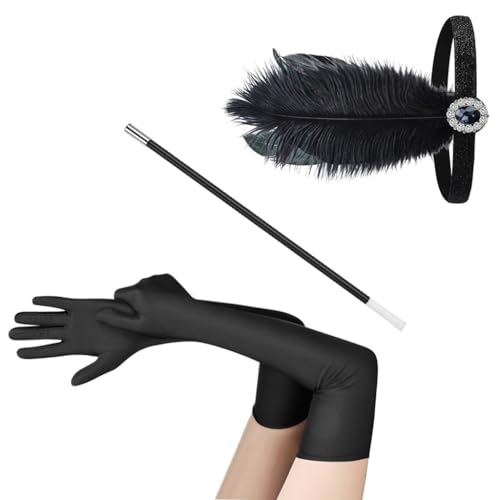 1920er Jahre Flapper Party Kostüm Zubehör Frauen Kopfbedeckung Stirnband Handschuhe 1920er Jahre Flapper Party Kostüm Zubehör Frauen Kopfbedeckung Stirnband Handschuhe von ESTCNK