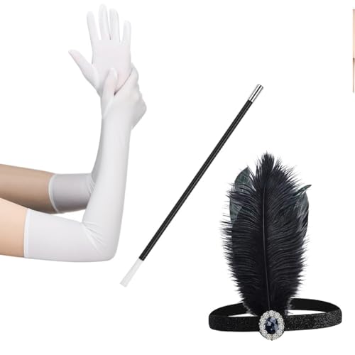 1920er Jahre Flapper Party Kostüm Zubehör Frauen Kopfbedeckung Stirnband Handschuhe 1920er Jahre Flapper Party Kostüm Zubehör Frauen Kopfbedeckung Stirnband Handschuhe von ESTCNK