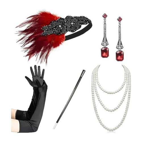 ESTCNK 1920er Jahre Vintage Cosplay Party Kostüm Zubehör Set Kopfbedeckung für Frauen von ESTCNK