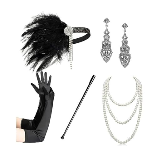 ESTCNK 1920er Jahre Vintage Cosplay Party Kostüm Zubehör Set Kopfbedeckung für Frauen von ESTCNK