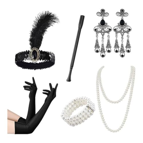 ESTCNK 1920er Jahre Vintage Cosplay Party Kostüm Zubehör Set Kopfbedeckung für Frauen von ESTCNK