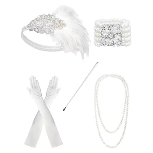 ESTCNK 1920er Jahre Vintage Cosplay Party Kostüm Zubehör Set Kopfbedeckung für Frauen von ESTCNK