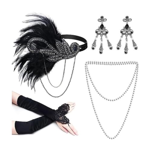 ESTCNK 1920er Jahre Vintage Cosplay Party Kostüm Zubehör Set Kopfbedeckung für Frauen von ESTCNK