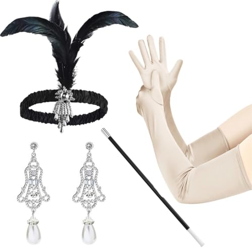 ESTCNK 20er Jahre Flapper Frauenkostüm Gatsby Party Wear Haarband Ohrringe Zigaretten Halter ESTCNK 20er Jahre Flapper Frauenkostüm Gatsby Party Wear Haarband Ohrringe Zigaretten Halter von ESTCNK