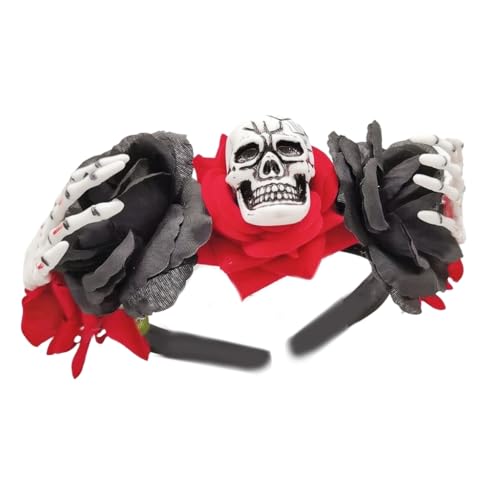 ESTCNK Gruseliges Halloween-Totenkopf-Stirnband mit Skelett-Klaue, Rose, Geschenk für Jungen und Mädchen ESTCNK Gruseliges Halloween-Totenkopf-Stirnband mit Skelett-Klaue, Rose, Geschenk für Jungen und Mädchen von ESTCNK