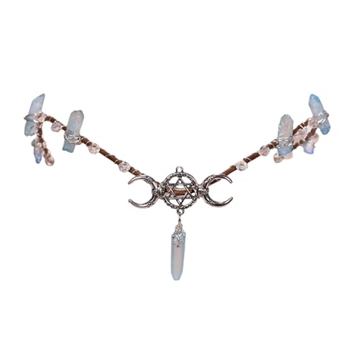 ESTCNK Handgefertigtes Kristall-Stirnband für Mädchen, Hexe, Kopfbedeckung, Kristall-Mond-Anhänger für Maskeraden, Halloween, Hexenparty ESTCNK Handgefertigtes Kristall-Stirnband für Mädchen, Hexe, Kopfbedeckung, Kristall-Mond-Anhänger für Maskeraden, Halloween, Hexenparty von ESTCNK