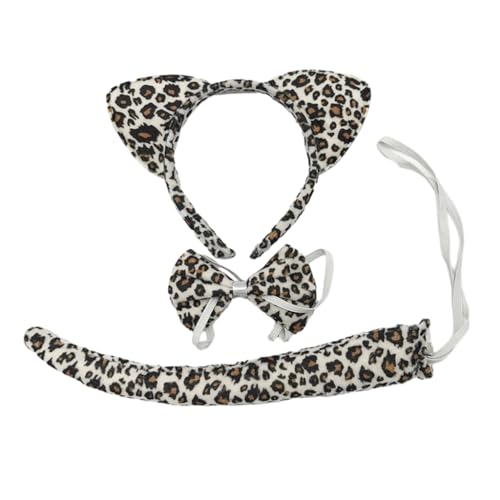 ESTCNK Kätzchen-Schwanz-Ohren-Set, Halloween-Haarreif, schöne Ohren, Kopfschmuck, Fliege, Schwanz von ESTCNK