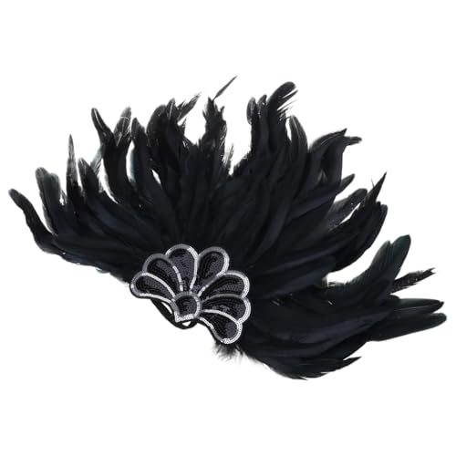 ESTCNK Karnevals-Haarreif, gefiederte Pailletten, Flapper-Kopfschmuck für Maskerade, Party, übergroßes gefiedertes Stirnband ESTCNK Karnevals-Haarreif, gefiederte Pailletten, Flapper-Kopfschmuck für Maskerade, Party, übergroßes gefiedertes Stirnband von ESTCNK