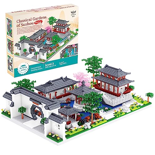 ESTVIIG Chinese Architecture of Suzhou Garden Micro Bausteine, Bauklötze-Sets, klemmbausteine Creative Geschenk für Jungen, Mädchen Erwachsene, 3930PCS Micro Mini Bausteine von ESTVIIG