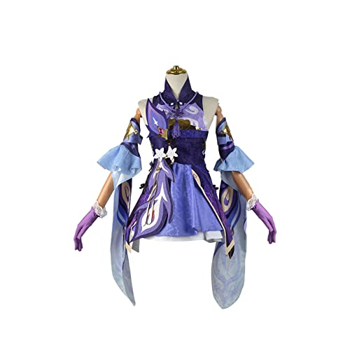 ESUKAR Spiel Keqing Cosplay Kostüm Frauen Halloween Lila Kostüm Set,Purple-XS von ESUKAR