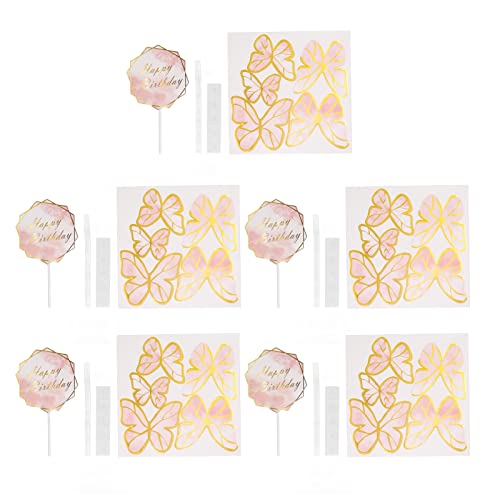 3D -Schmetterlinge Cupcake Topper Schöner Gold Pink Cake Einsatz für ein Eintritt Multi Zweck von ETAINGYEUN