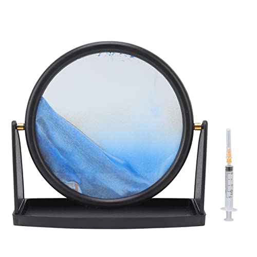 ETAINGYEUN Bewegliches Sandkunstbild, doppelseitig, Stressabbau, Glassockel, rund, 22 cm (Blau) von ETAINGYEUN