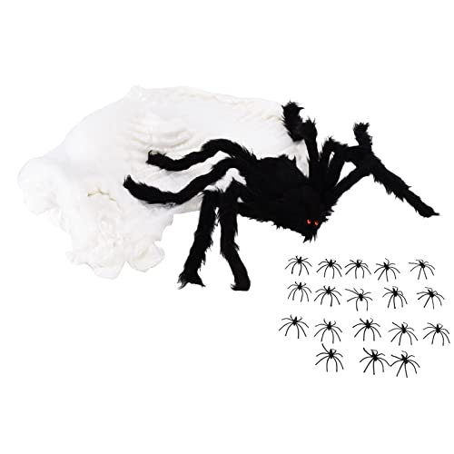 ETAINGYEUN Künstliche Spinnen ativ mit gefälschten Spinnnetz Halloween Festival ation Schwarze Plüsch -Eisendraht Wiederverwendbare Hochsimulation für Spook House Party Kinder von ETAINGYEUN