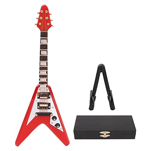 Miniatur-E-Gitarre, Replik, Holz, Mini-Musikinstrument, Modell, Puppenhaus-Dekoration, 14 cm, Rot Miniatur-E-Gitarre, Replik, Holz, Mini-Musikinstrument, Modell, Puppenhaus-Dekoration, 14 cm, Rot von ETAINGYEUN