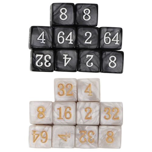 Nummerierte Dice Square Corner Vielfache von 2 speziellem Design für Math -Spiele Ausbildung einige Personen Plastik Perle White Black 20pcs von ETAINGYEUN