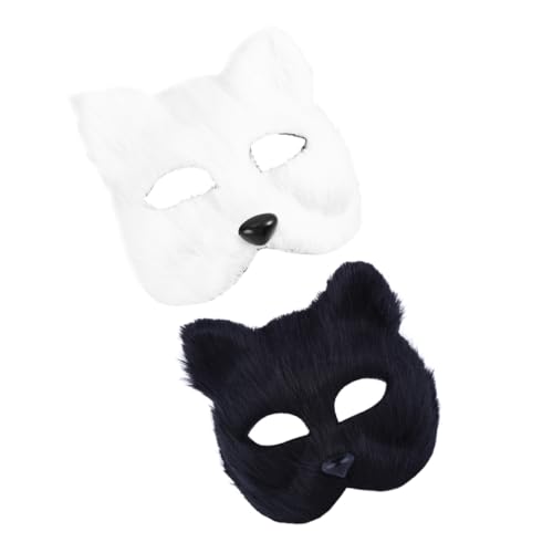 2 Stück Maske Halloween Kostüme Tier Gruseliger Fuchs Flauschiger Kunstpelz Wolf Maskerade Hautpflege Kostüm Fuchspelz Halloween Dekorationen Gesicht Cartoon Halloween Vögel Kiefer Flanell/319 von ETANULPEX
