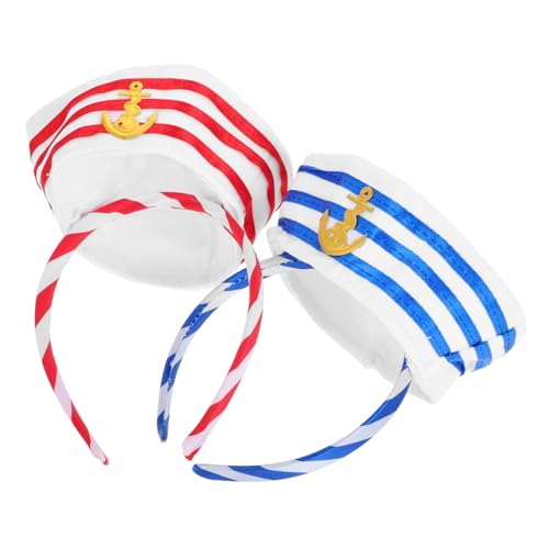2 Stück Stirnband Hüte Matrosenhut Stirnbänder Piratenhut Fischerhut Krempenlose Kappe Krempenloser Hut Marinehut Haarreifen Matrosenmütze Haarreifen Party Cosplay Kopfbedeckungen Vliesstoff/318 von ETANULPEX