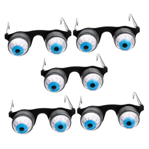 5 Stück Tricky Spring-Brillen, gruselige Halloween-Brillen, Junggesellenabschied-Zubehör, leuchtende Körper-Glitzer-Clip-Sonnenbrille, lustige Masken for Erwachsene, schwarze Sonnenbrille, Rave-Zubehö von ETANULPEX