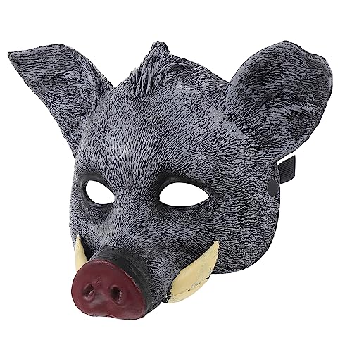 ETANULPEX Wildschweinmaske Halloween Tiermaske Schwein Halbschwein Maskierte Nase Halloween Maske Hyäne Mantel Schwanz/334 von ETANULPEX